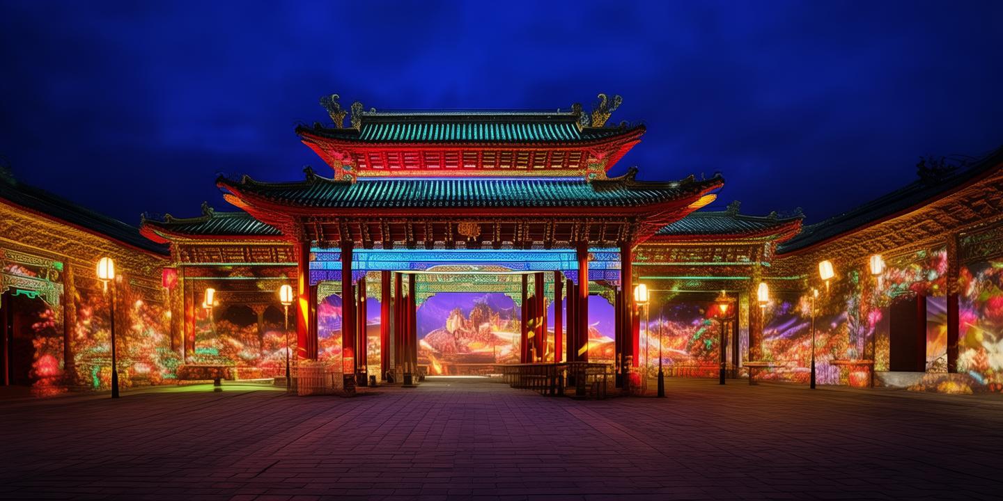 泽州园古建筑群夜游新体验:3D投影再现辽代宫廷盛景